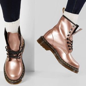 Dr. Martens 1460 Rose Gold Metallic Leather Boots